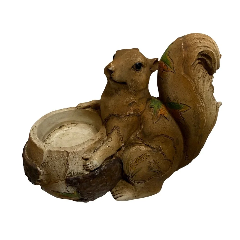 Giftcraft Squirrel Votive Candle Holder Resin‎ Autumn Leaf Figurine Brown